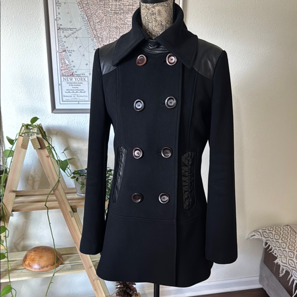 Mackage Black Double-Breasted Pea Coat